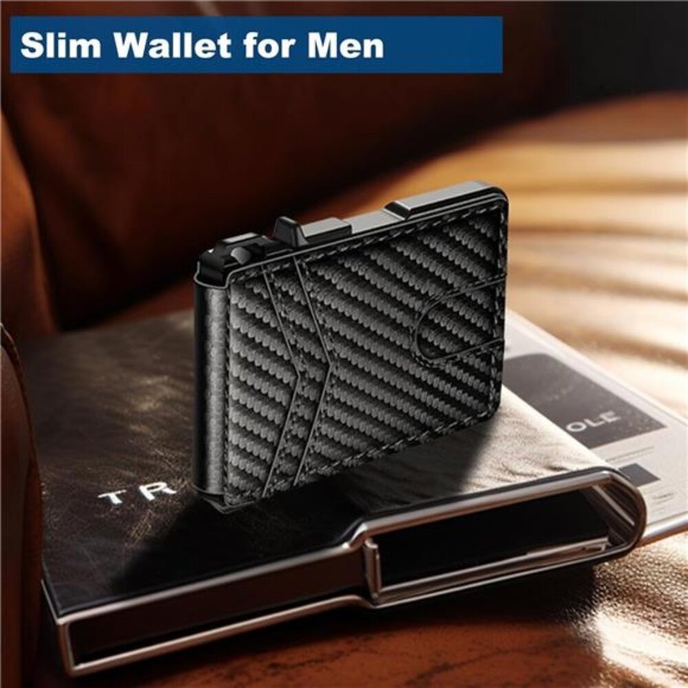 Wallet for Men, Mens Minimalist Wallet 9-13 Cards, Slim Compact Wallet with - Picture 2 of 7